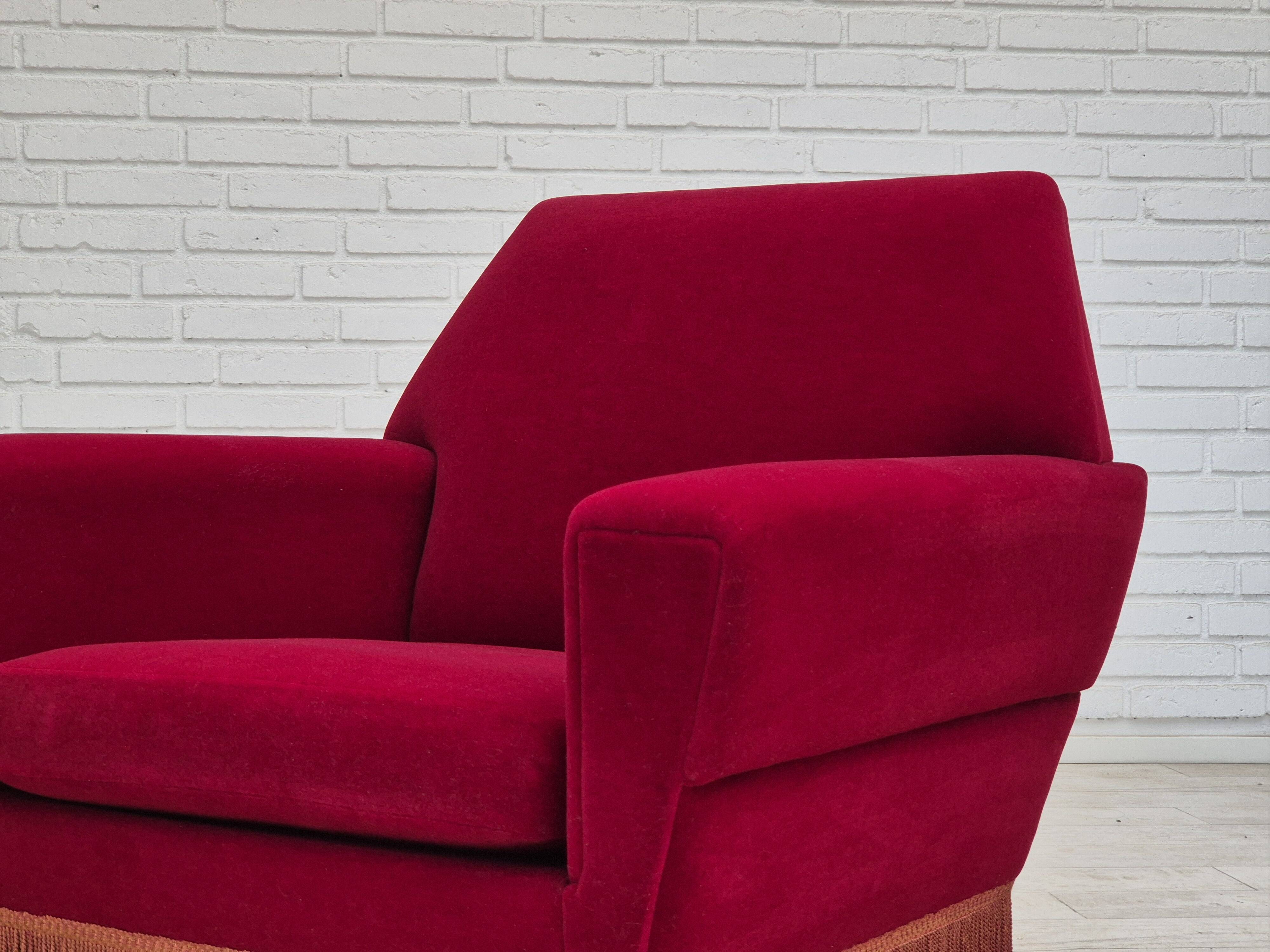 1970s, Danish armchair by Ryesberg Møbler, original condition, velour fabric.