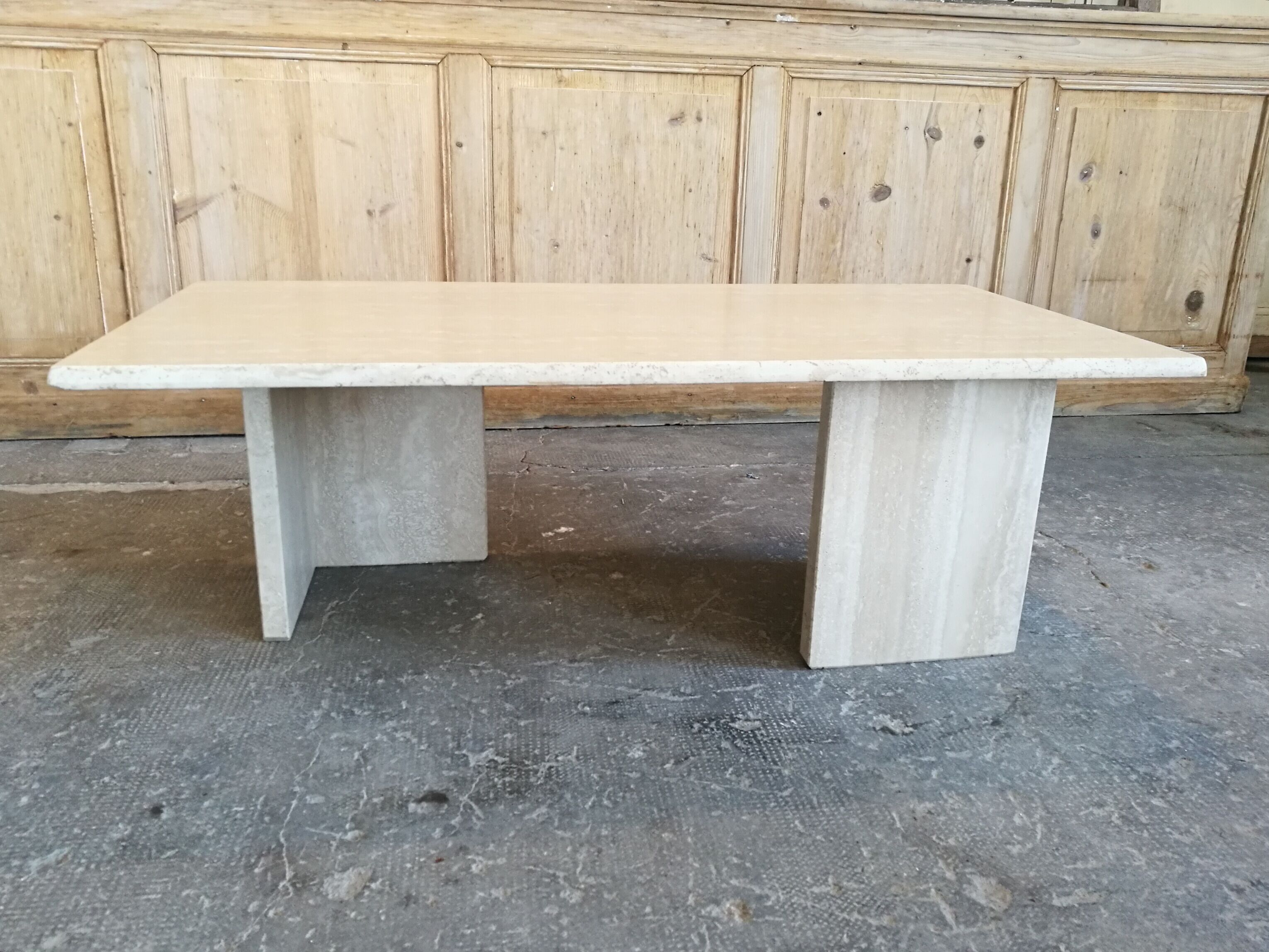 Rectangular travertine coffee table