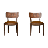 Vintage walnut chairs with studs & straps and springs in velvet, italy, 1920s