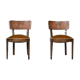 Vintage walnut chairs with studs & straps and springs in velvet, italy, 1920s