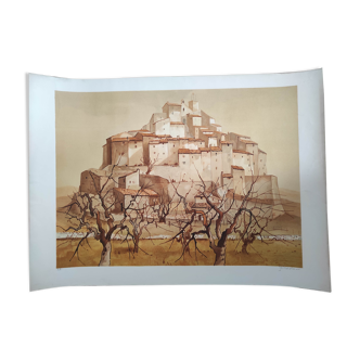 The village of stones, original hand-signed lithograph by Guy Seradour (1922-2007)