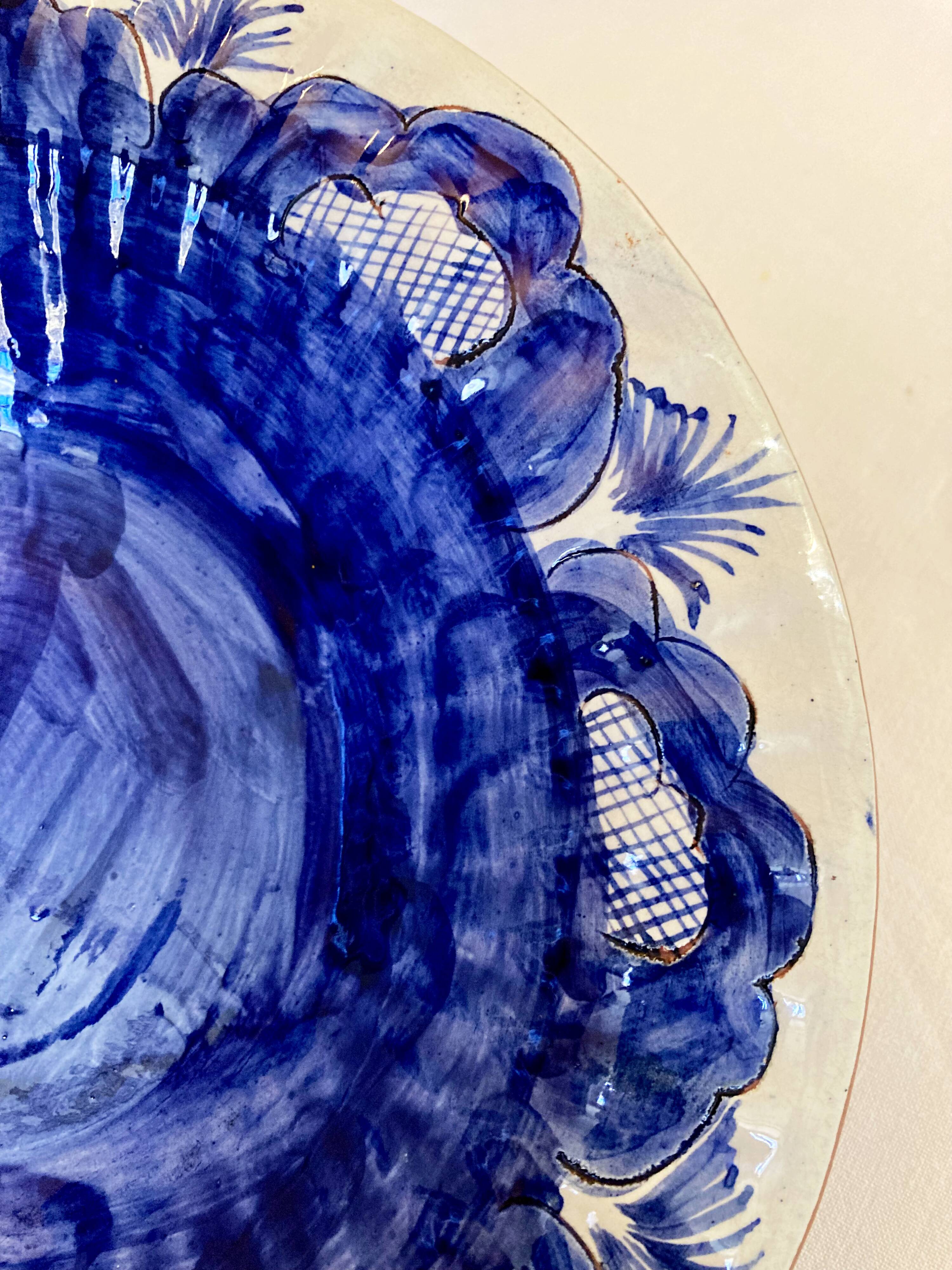 Hand-painted Portuguese ceramic dish, signed, 1993