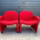 Red foam and fabric armchair banquettes by Sitland, 1970.