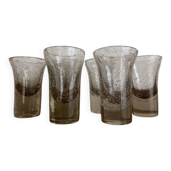 Set de 6 gobelets Biot rose des sables 1960 signés