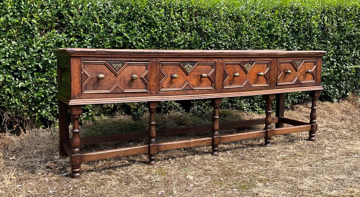 Antique 18th century solid oak Jacobean style sideboard