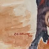 Oil on paper signed by the sculptor Jean Claude Causse