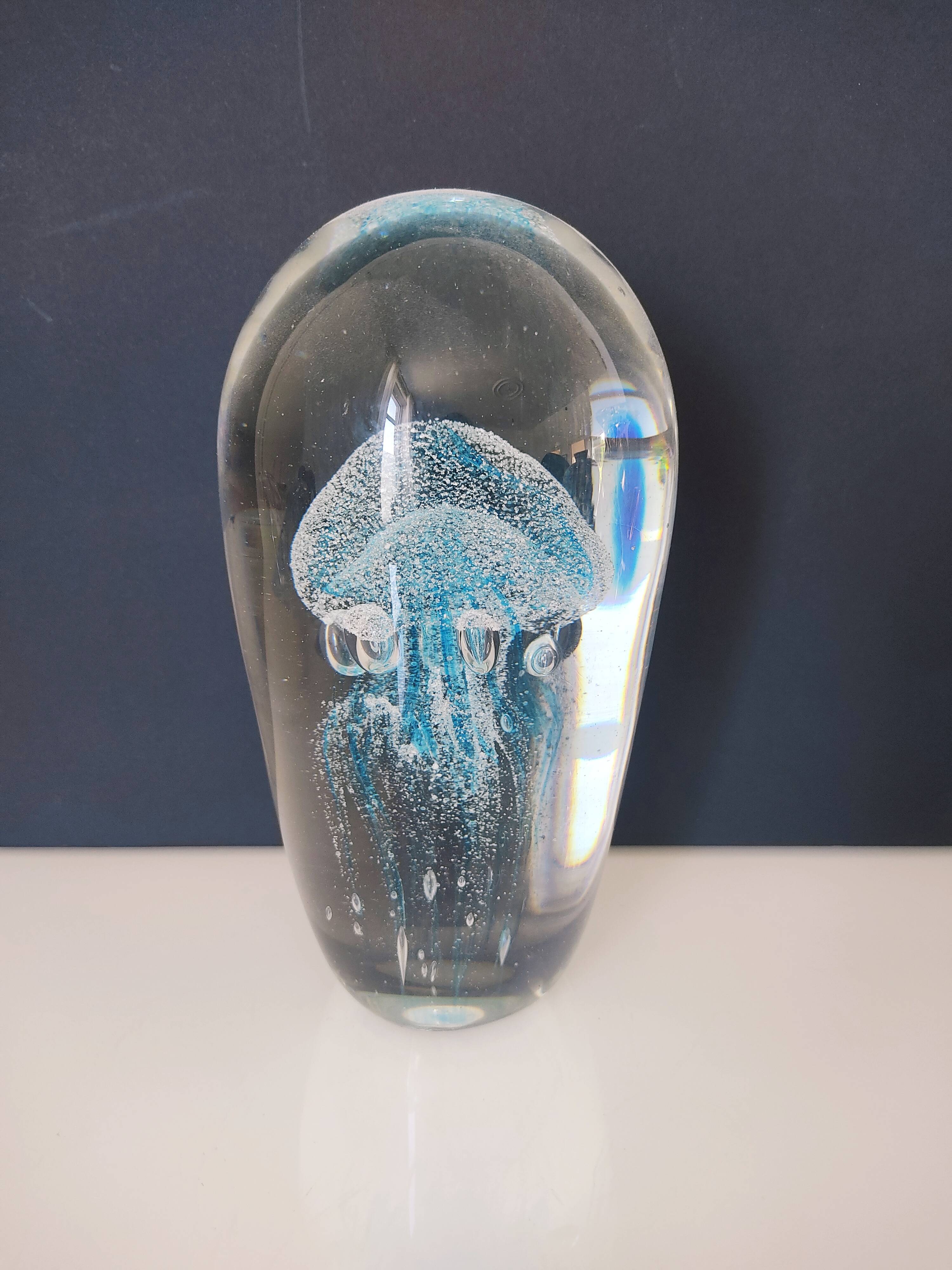 Blue jellyfish paperweight