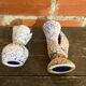 Pair of Snowstone Vases Ceramic White Blue France Vintage #D55