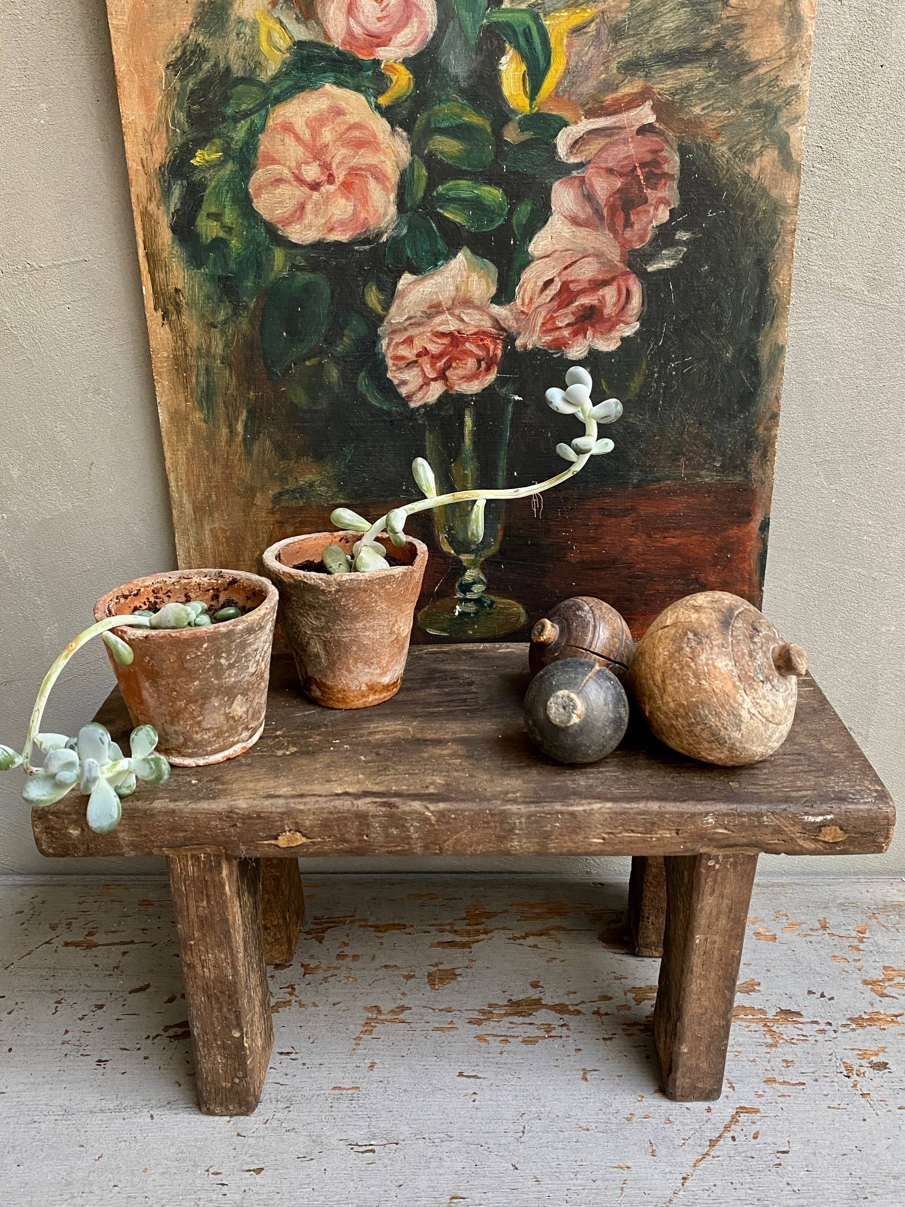 Bench made of raw wood