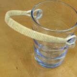 Seau à glace - Rotin et verre ondulé - Années 60