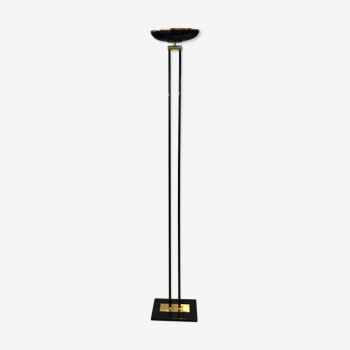 Floor lamp in black lacquered metal and brass