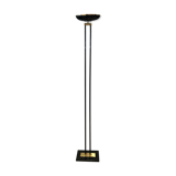 Floor lamp in black lacquered metal and brass