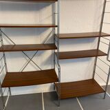 Thong shelves on foot steel and vintage wood