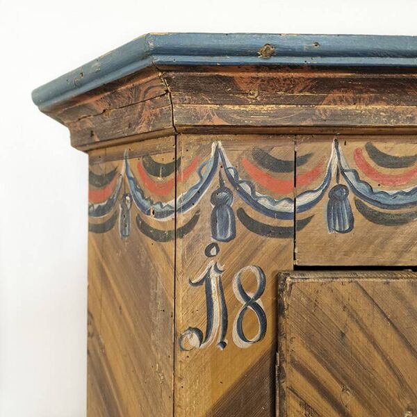 Cabinet de mariée peint d'art populaire 1846