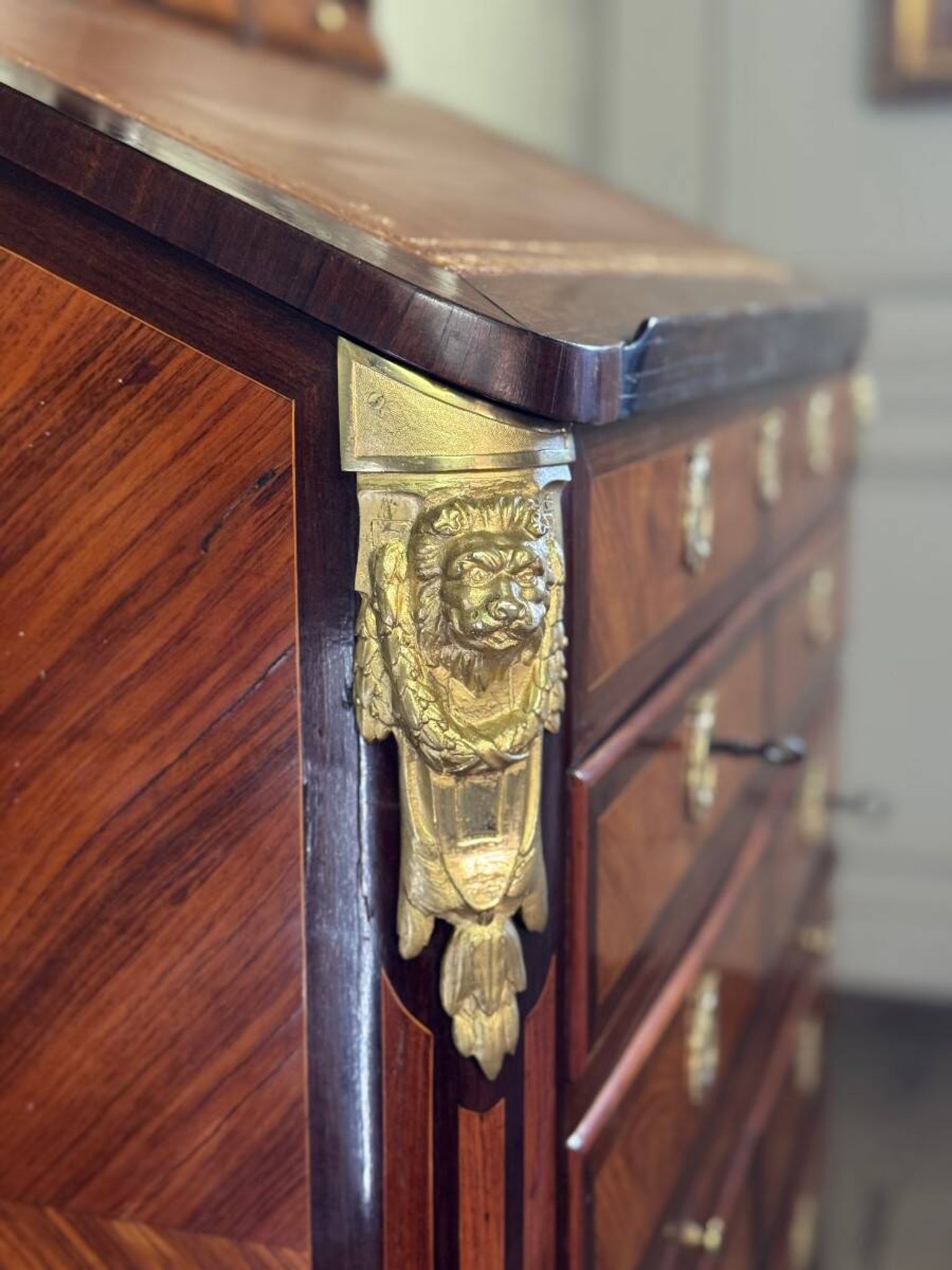 Louis XV Notary Secretary Cabinet in Veneer, Stamped by Nicolas Pet