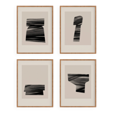 4 impressions giclée abstraites, ensemble de quatre, A3