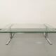 Vintage coffee table in transparent glass and cast aluminum from the 70s