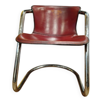 Chaise cantilever vintage cuir & chrome – design 60s/70s