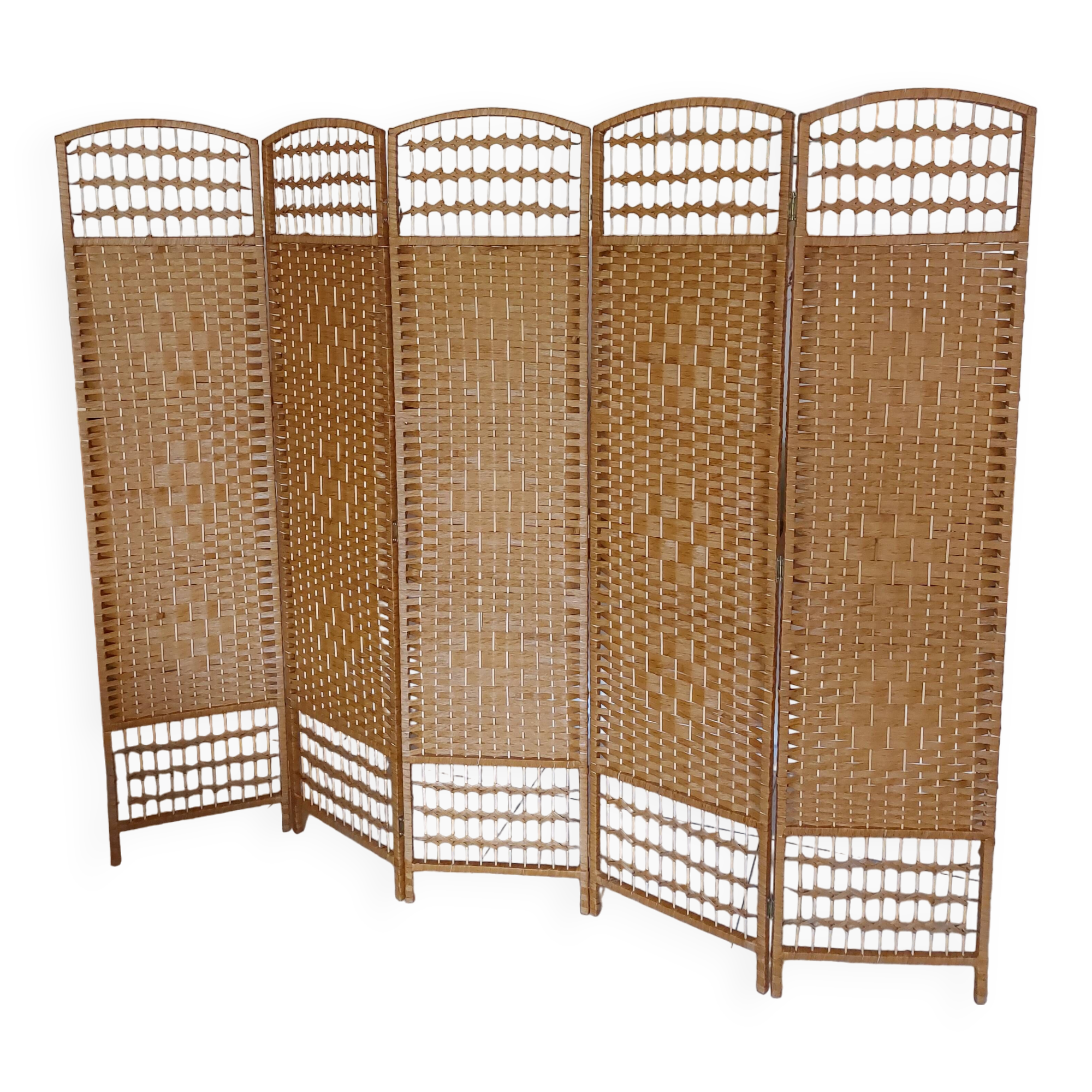 wicker, rattan screen, 5 panels