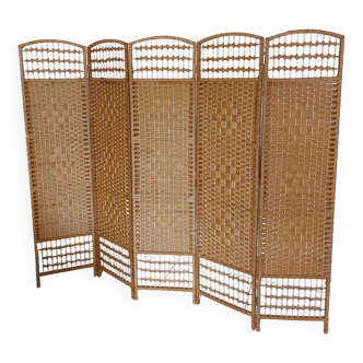 wicker, rattan screen, 5 panels