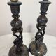 Pair of ancient Kashmiri candlesticks in midnight blue and gold – lamp bases
