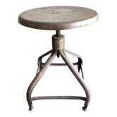 Tabouret à vis Nicolle 1950 en fer brut