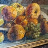 19th century oil painting on canvas fruit vase with flowers