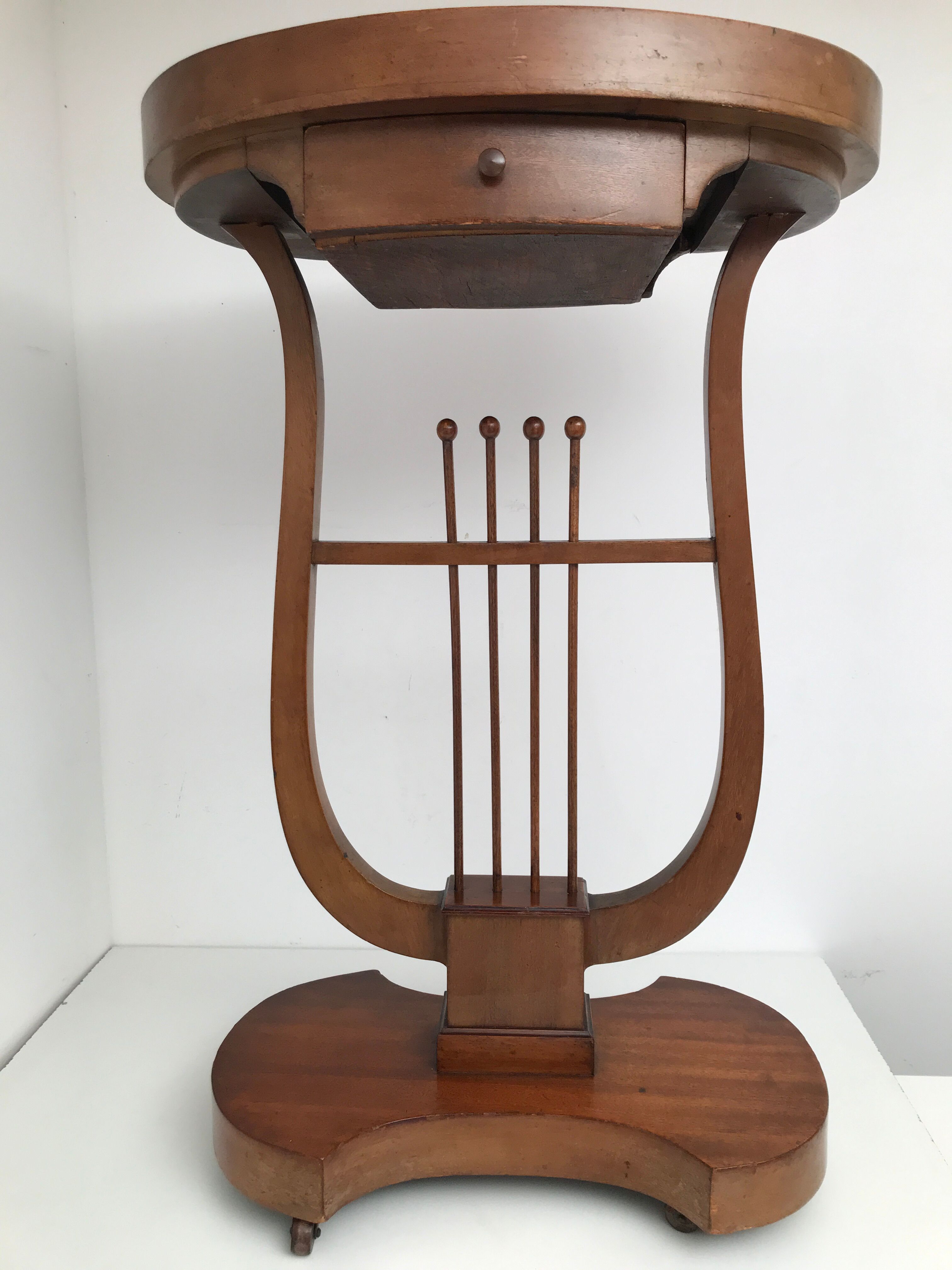 19th-century vintage lyre table