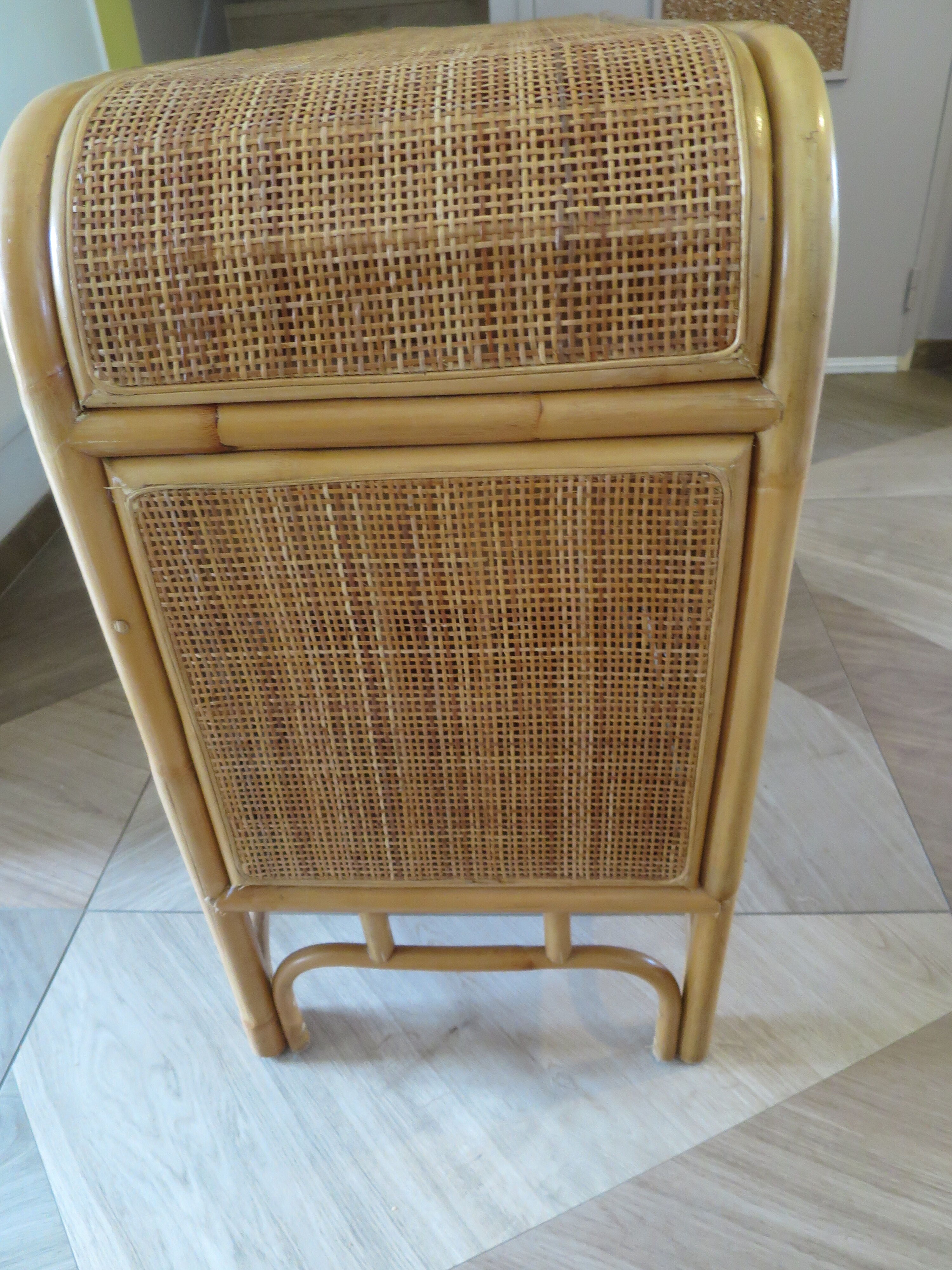 Buffet bas 2 portes -rotin tressé-bambou -cannage