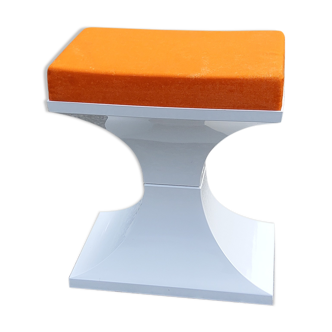 Stool of the 70s Dutch design in plastic and orange cushion