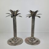 Pair of Palmtree design candle holders