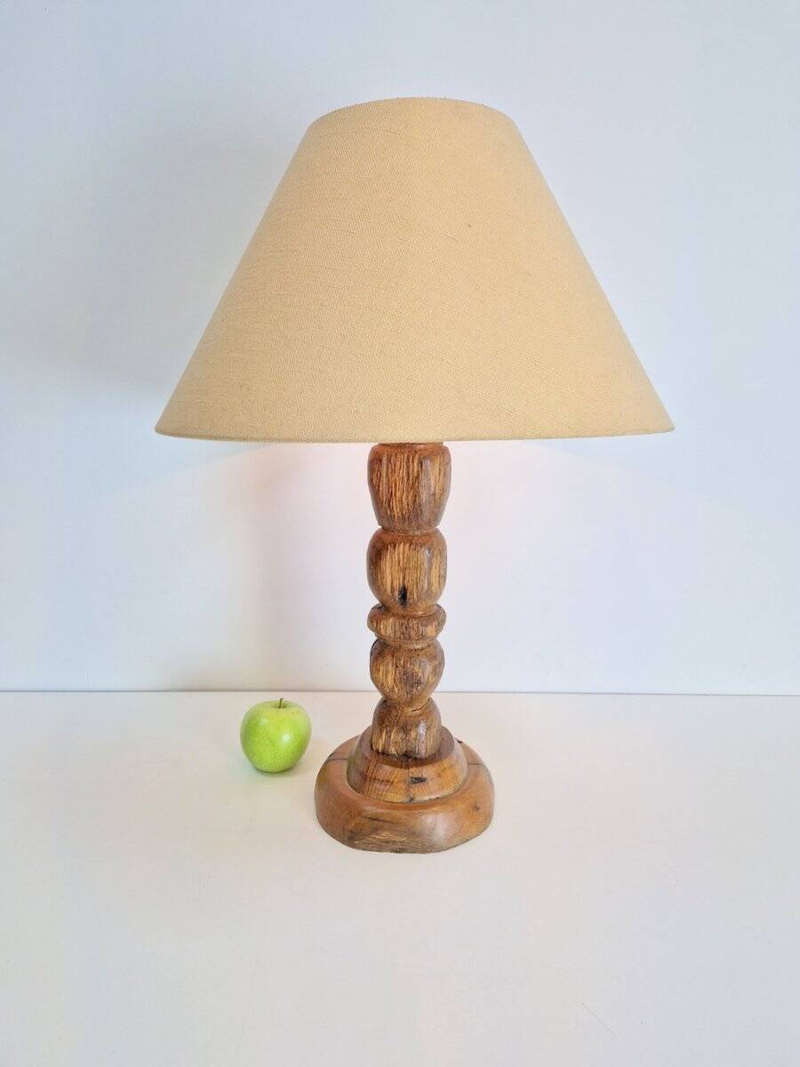 Lampe de table en bois brutaliste moderne du milieu du siècle, France, années 1950