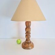 Mid-Century Modern Brutalist Wooden Table Lamp, France, 1950s