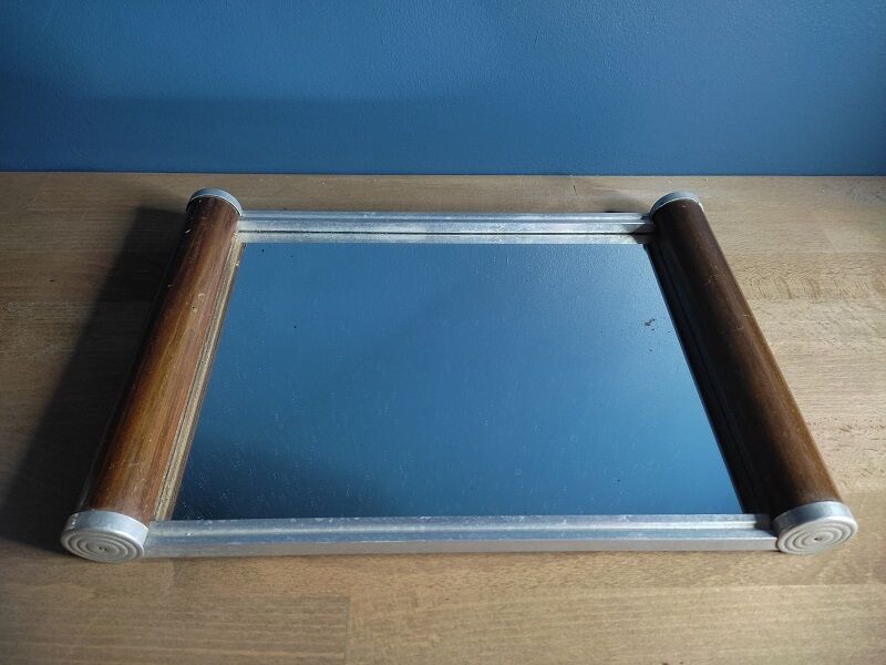Mirror top aluminum wood old vintage dp 0222f053