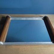 Mirror top aluminum wood old vintage dp 0222f053