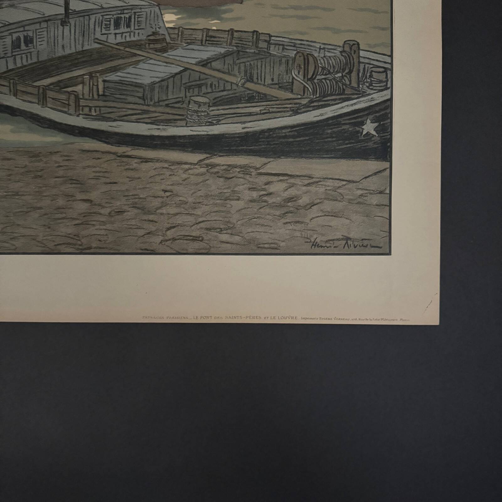 Lithograph by Henri Rivière The Pont des Saints-Pères and the Louvre