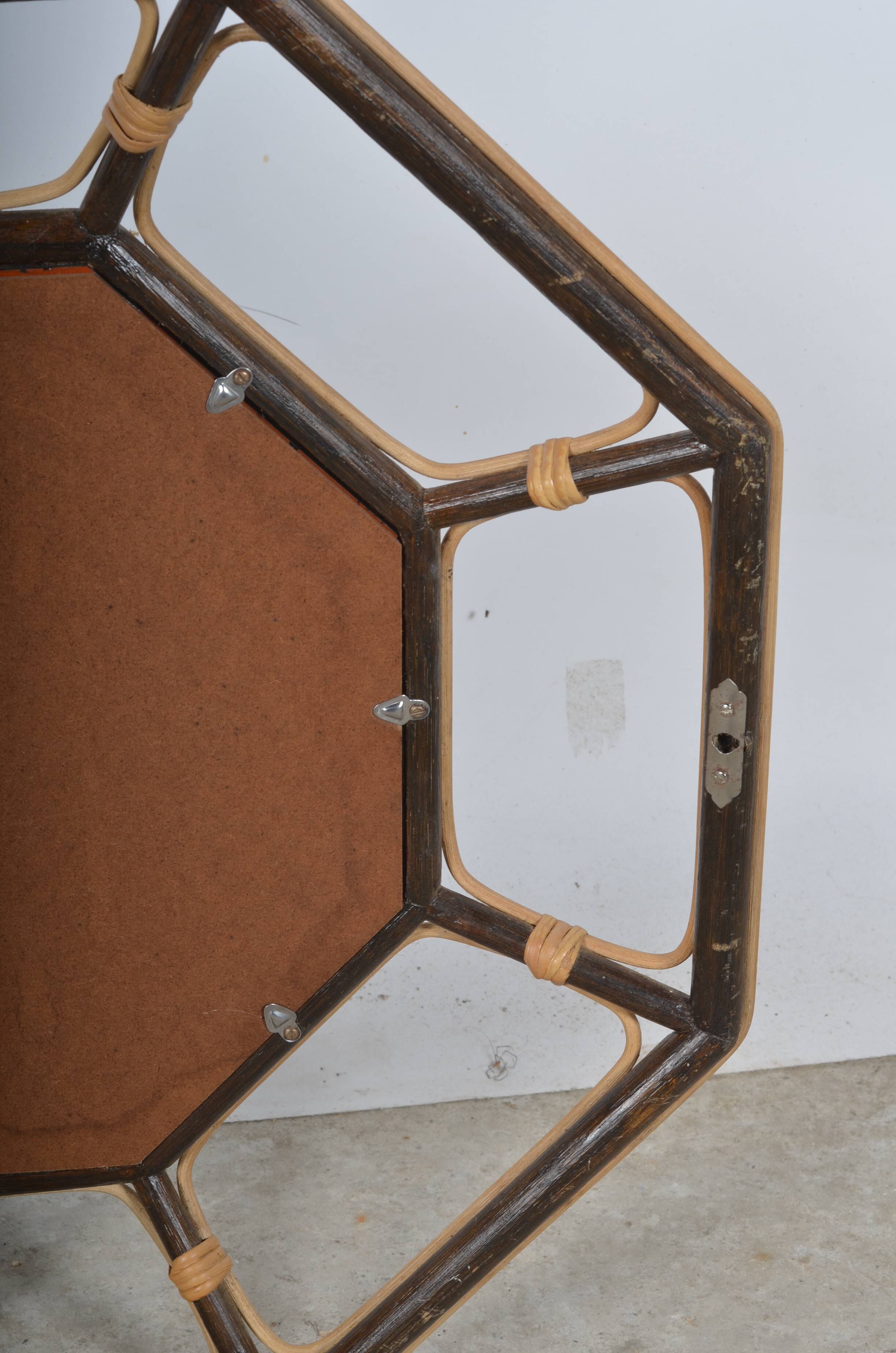 octagonal rattan mirror
