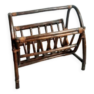 Vintage rattan magazine rack, 1970s