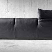 Maralunga black leather sofa 3 seater, Vico Magistretti for Cassina