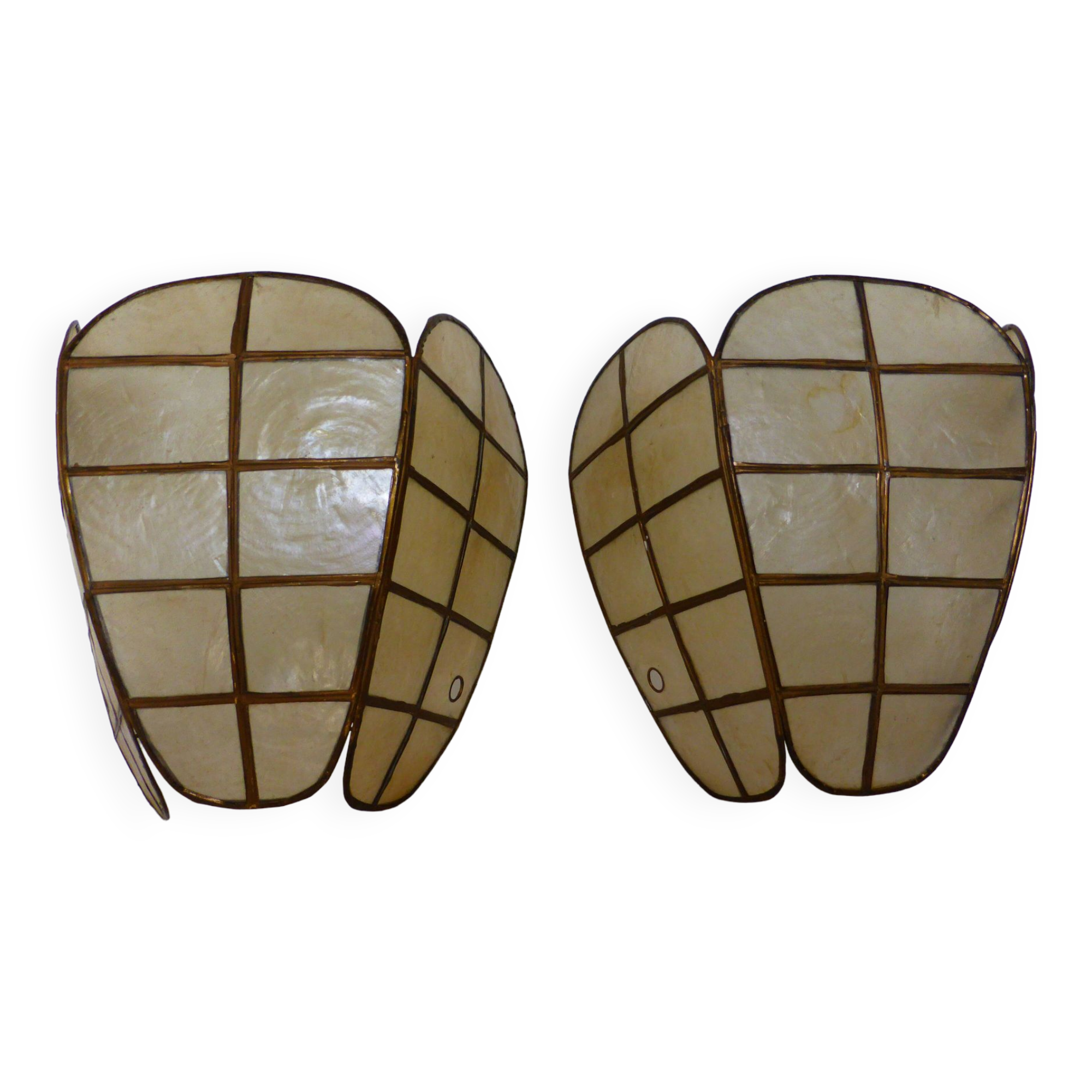 Vintage mother-of-pearl and brass wall lamp 210897
