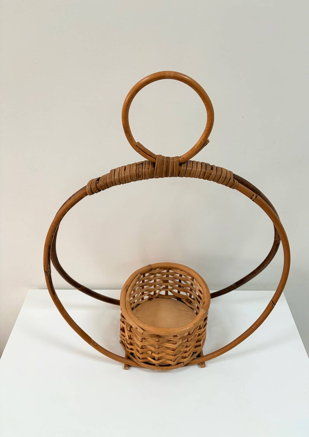 Bamboo and rattan plant holder or pot cover - 1970s
