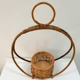 Bamboo and rattan plant holder or pot cover - 1970s