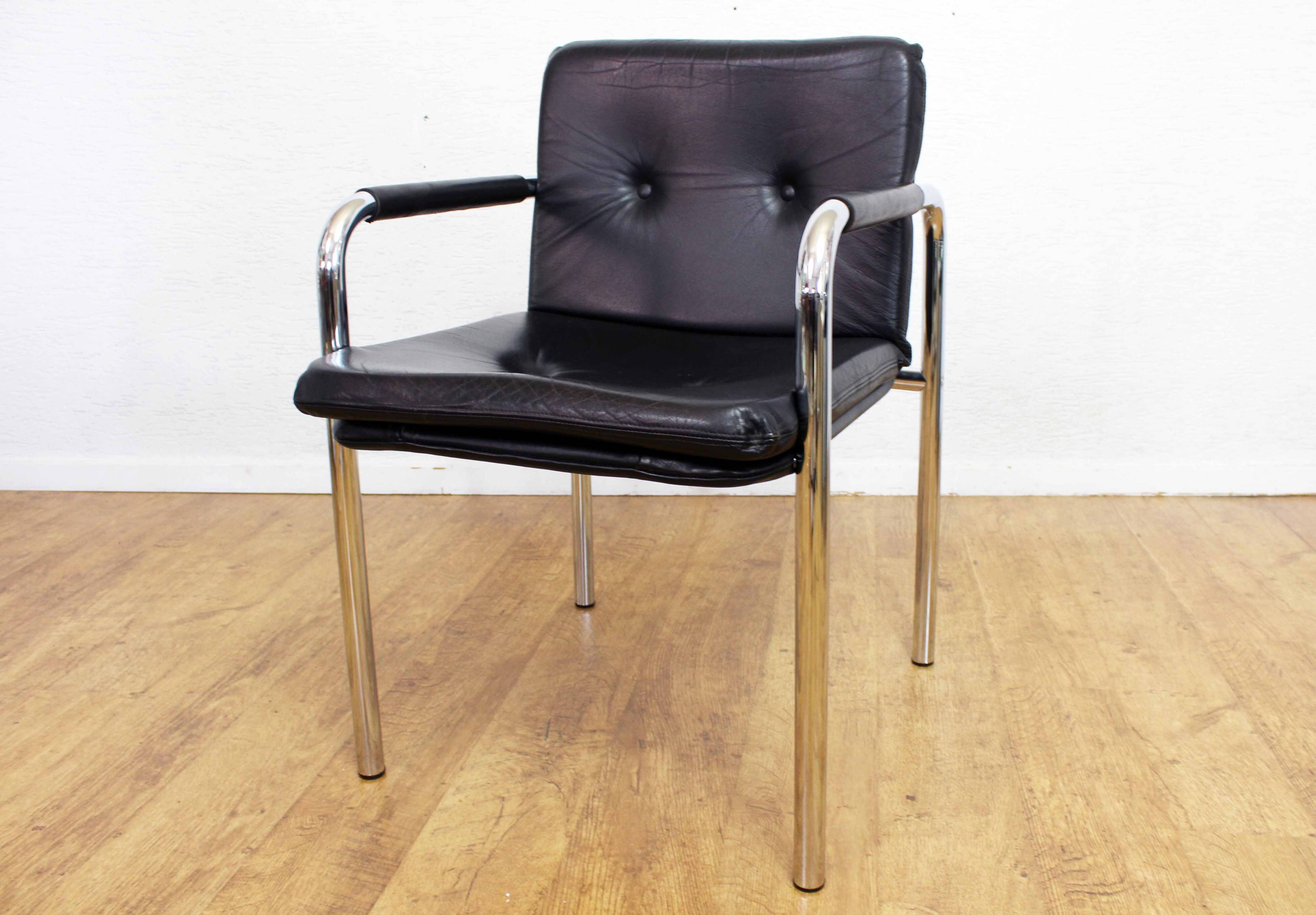 Set of 4 Bauhaus leather armchairs