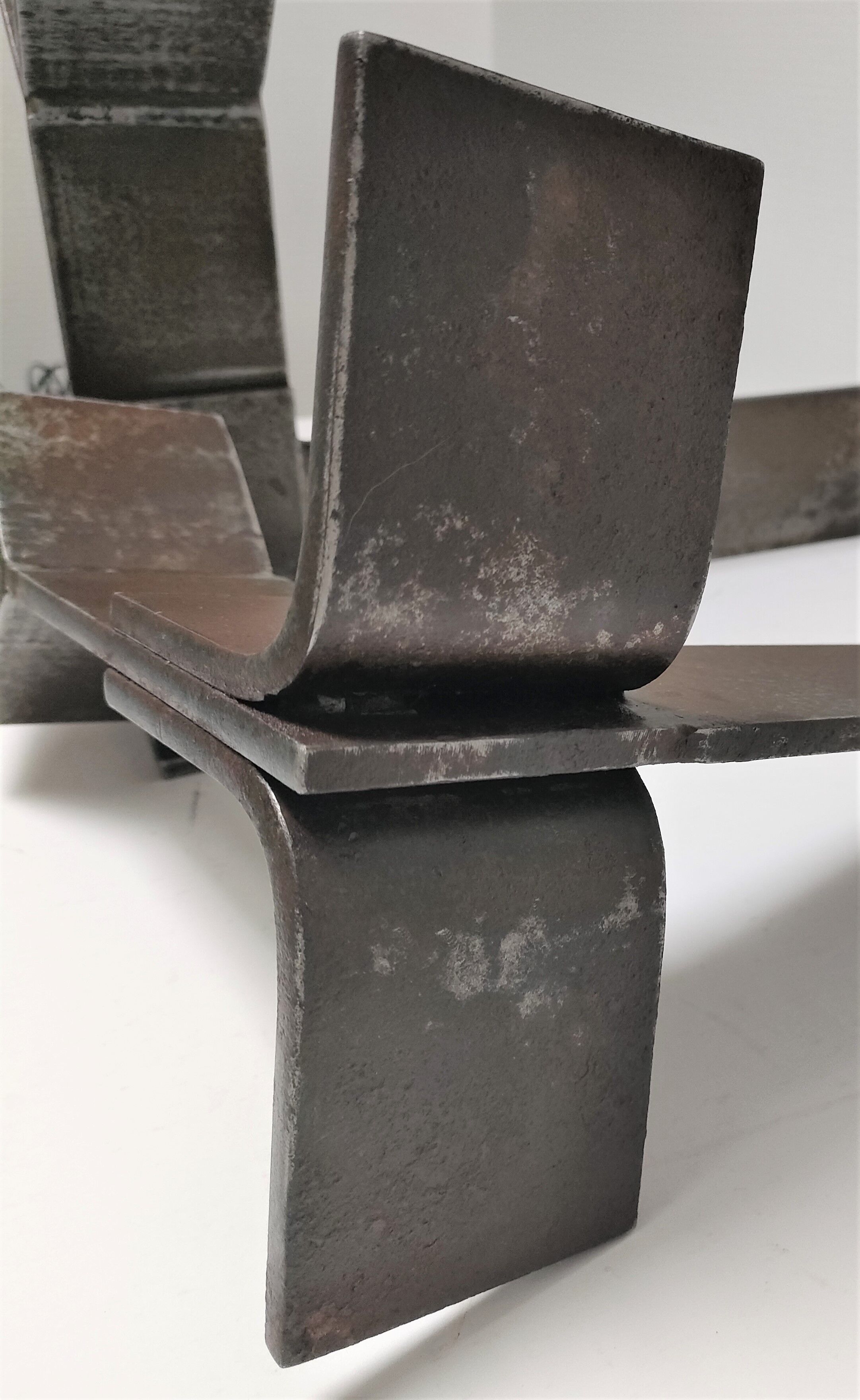 Paire de chenets modernistes acier design années 70/80