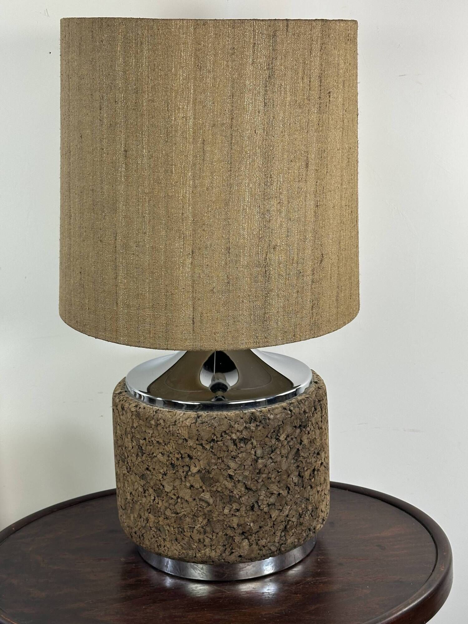 Vintage lamp in cork and chrome 1970