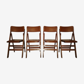 Chaises pliantes bois et skai vintage