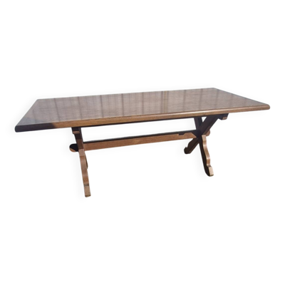 Table à manger moitié de siècle piètement croisé