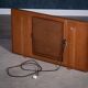Vintage Freestanding Teak Mirror with Lamp, 1960s