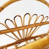 Magazine rack in rattan and bamboo 1960 vintage