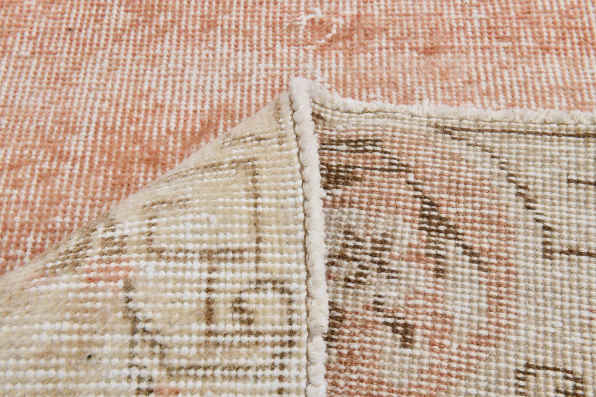 Pale Red & Beige Turkish Runner Rug, 71x301Cm